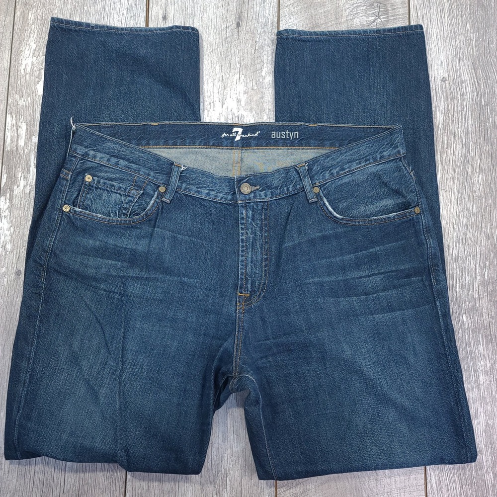 7 For All Mankind Austyn Jeans Mens 38 Blue Relaxed Straight Leg Denim - Picture 4 of 8